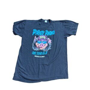 Vintage Pirate Radio 1990 "Bite Me" Graphic T-Shirt By Q-Tees Of California 100%